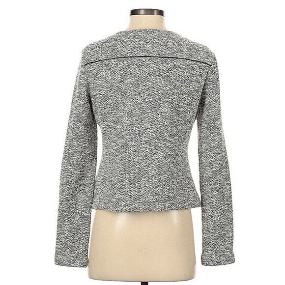 Banana Republic Sz 4 Women’s‎ Gray White Asymmetrical Zipper Blazer Jacket - Picture 2 of 4